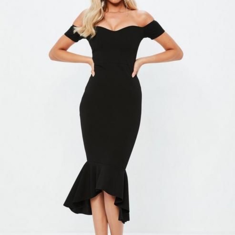 ✨NWOT✨MISSGUIDED Bardot fishtail midi dress